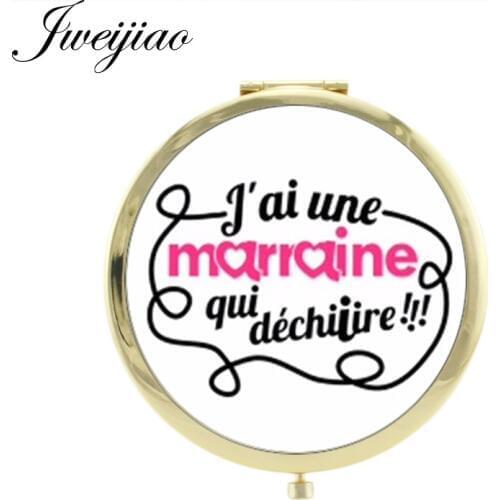 JWEIJIAO Merci Maitresse glass cabochon Mirrors Super Maitresse Gold Plated Metal Gift Makeup mirrors CT261