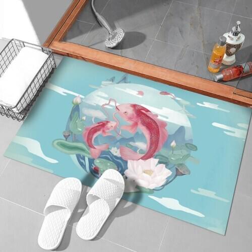 Chinese Style Carp Wash Water Picture Home Decoration Painting 40*60 Floor Stickers Waterproof, Non-slip and Wear-resistant Floo