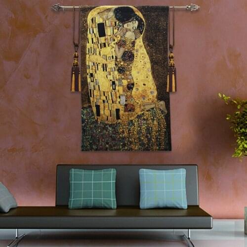 Klimt Art Kiss Paintings Wall Hanging Decor Abstract Tapestry Wall Hanging Blanket Bedroom Decoration Ritzy Home Decoration