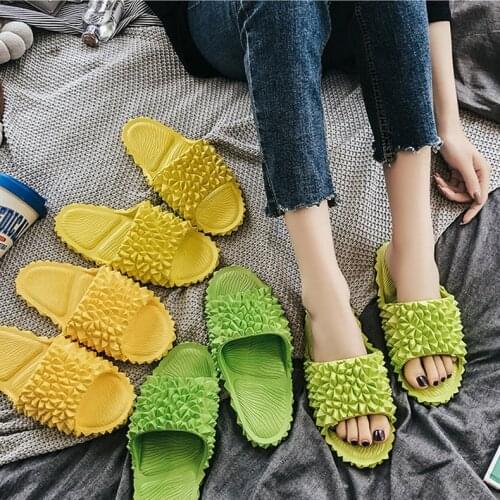 Creative durian slippers Women fluorescent green slides ladies summer Boy and girl beach shoes indoor home slipper 5z