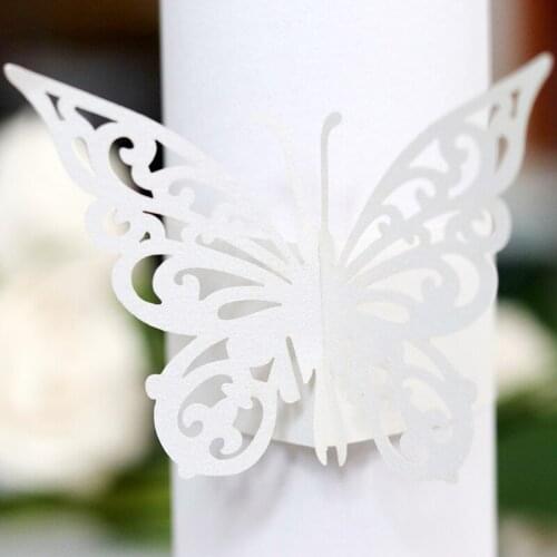 50pcs Butterfly Shaped Laser Cut Paper Napkin Ring Napkin Bands Napkin Ring Holders For Christmas Wedding Party Table Decoration