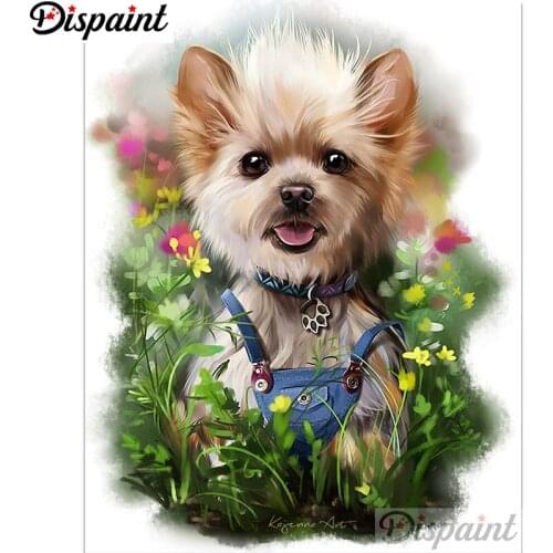 Dispaint Full Square/Round Drill 5D DIY Diamond Painting "Animal dog flower"3D Embroidery Cross Stitch Home Decor Gift A12244