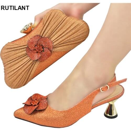 New Ladies Shoes and Bags To Match Set Decorated with Rhinestone for Party Shoes and Bag for Party Wedding Pumps Women Shoes