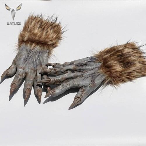 WAYLIKE Wolf Gloves Halloween Werewolf Wolf Paws Claws Cosplay Gloves Creepy Costume Party Animal Cosplay Accessories