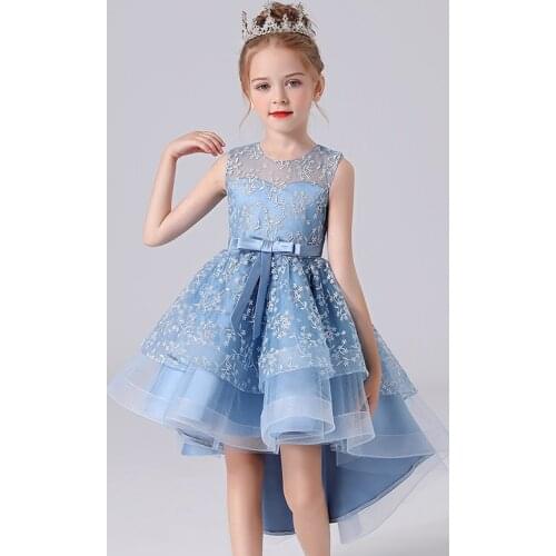 New Design Kids Dress For Girls Wedding Party Tailing Elegant Princess Sleeveless Children’s Dresses 1243