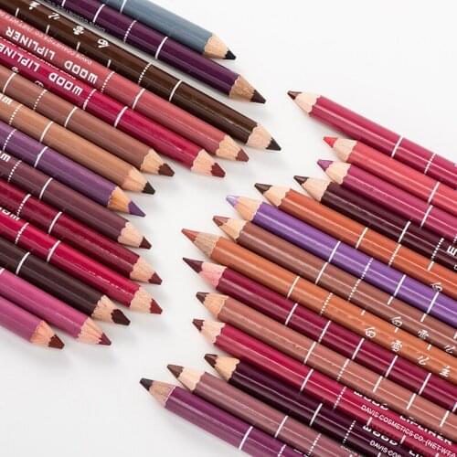 28 color makeup hot sale lip liner black rose dark coffee brown red eyebrow pencil eyeliner