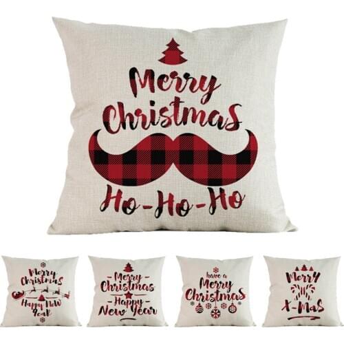 Christmas Home Decoration Sofa Cushion Cover Christmas Tree Letter Linen Print Festival Decorative Pillowcase Cojines Kussenhoes