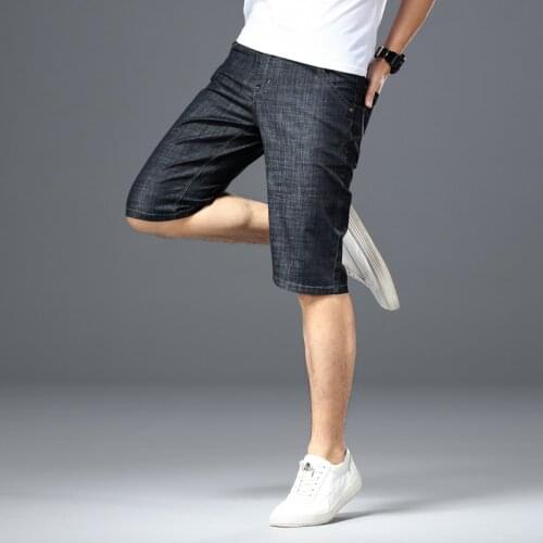 Big Size 40 42 44 46 Men Denim Shorts 2021 Summer New Fashion Business Elastic Slim Short for Jeans Male Brand Clothes
