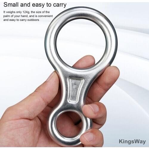 Rock Climbing Descender 35KN Figure 8 Word Rope Descender Rappel Ring Rappelling Gear Belay Device Lock Buckle Equipement