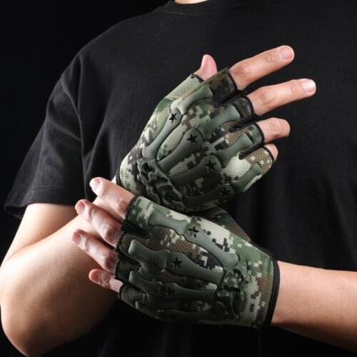 Tactical Gloves Camouflage Half-finger Cycling Bike Gloves Protective Gear Fitness Anti-slip Weightlifting Gloves Wear-resistant