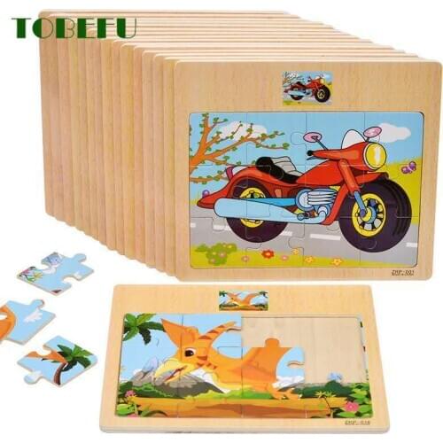 Cartoon Animal Traffic Jigsaw Puzzle Toys Wooden Board For Children Kids Cognitive Develop Early Education Boys Birthday Gifts