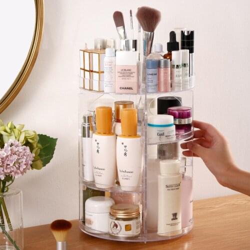 Rotating cosmetic storage box dressing table skin care products brush lipstick desktop rack dormitory finishing storage rack