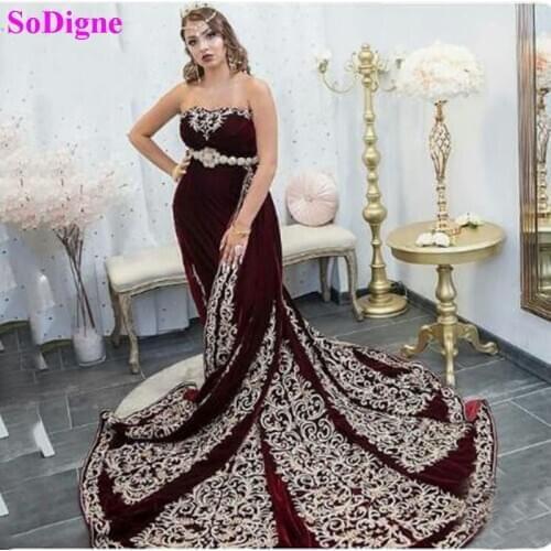 SoDigne Karakou algerien Caftan Prom Dresses Embroidery Appliques Mermaid Arabic Muslim Evening Formal Gown
