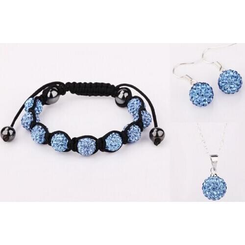 Large Discount Jewelry!Free Shipping!10mm Micro Pave Disco Ball crystal Set.Bracelets+Earring+Necklace For Women HHB Hotsale