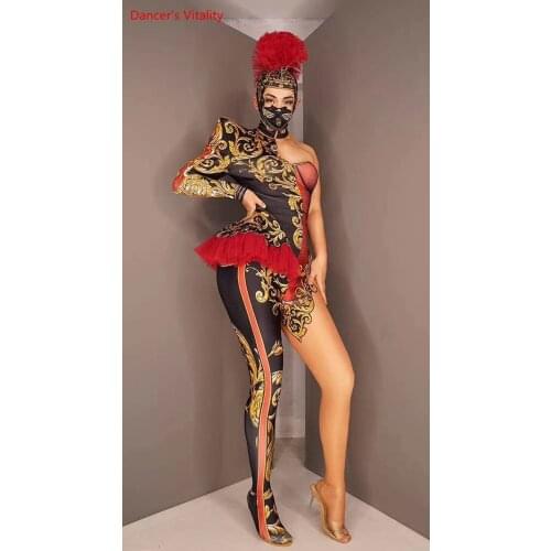 Women and Men Sexy One SHoulder Bodycon Jumpsuits Stage Show Dancer Bar Profession Performance Custom Romanesque Style
