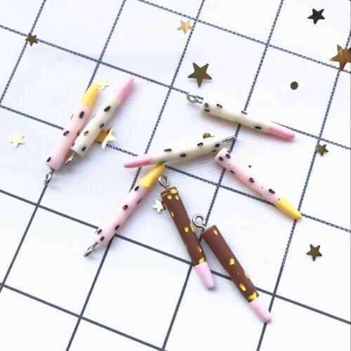 9*19mm 10pcs Flat back resin chocolate bar charms Jewelry necklace earring pendant keychain charms for DIY decoration gift