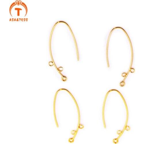 ASA&TESS 10 pcs of gold plated earrings hook 30x15mm gold leaf shape earring hook for jewelry making