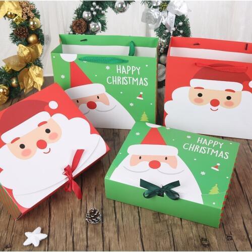 100pcs/lot New arrival Merry Christmas Gift Box Bag Santa Claus gift bag Paper Box Gift Bag Container Supplies