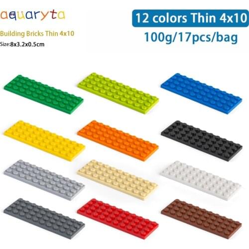 Aquaryta 17pcs DIY Building Blocks Figures Thin 4x10 Educational Creative Size Compatible With 3030 Plastic Toys for Children