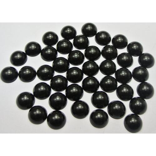 200 Black Half Pearl Bead 10mm Flat Back Round Gems Scrapbook Craft
