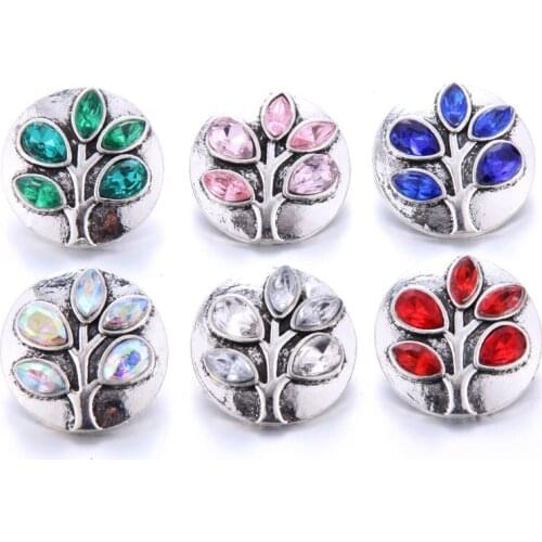 2019 New Design High Quality Wholesale 10pcs/lot Crystal 18mm Snap Button Women Charm Bracelet Tree of Life Snaps Jewelry