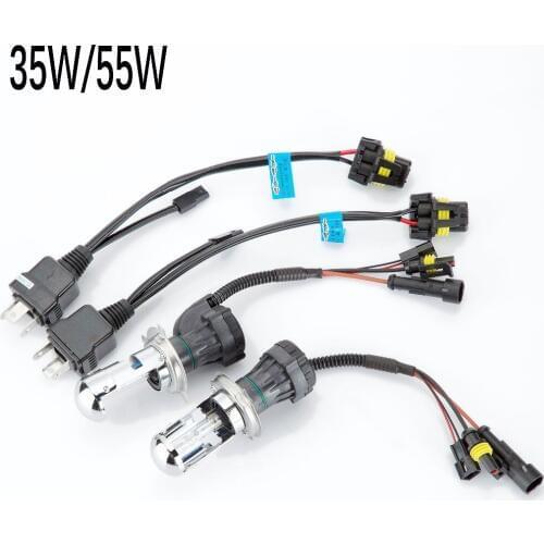 35W 55W 2PCS H4 Bi xenon HID bulb with Control Line Relay Harness Controller Wires 3000K 4300K 6000K 8000K 10000K Car headlight