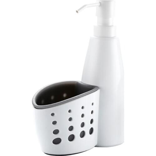 400ml Sink Soap Dispenser with Sponge Holder, Plastic Liquid Hand Soap Dispenser Bathroom Shampoo Bottle Shower Gel Container