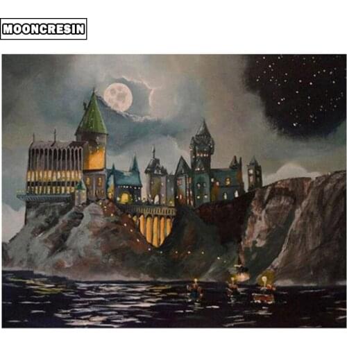 5D Diy Diamond Embroidery 3D Diamond Painting Castle Of The Night Cross Stitch Mosaic Picture Of Rhinestone New Year Decorations
