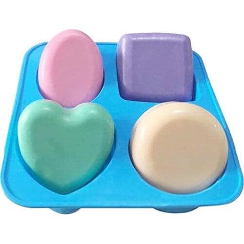 Basic Plain Square Heart Oval Round Soap Bar Silicone Mold Candle Making for Homemade