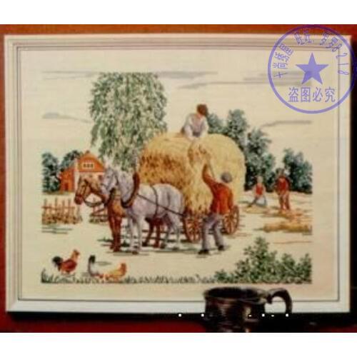 Free delivery Top Quality popular counted cross stitch kit wagon harvest season wheat straw
