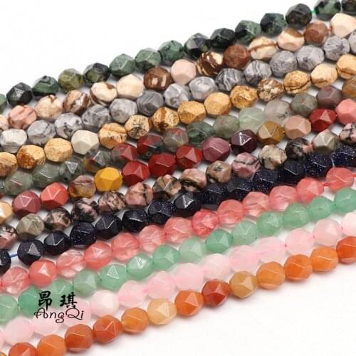 Natural Stone Faceted Crystal Loose Beads 6 8 10mm Pick Size Agates Beads For Jewelry Making DIY Bracelets Fashion Jewelery 15