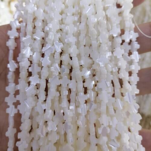 White Colors Nature Mother Of Pearl Shell Beads Cross Shapes Shell Beads For Bracelets Making Charms Jewelry Accessories 10x14mm