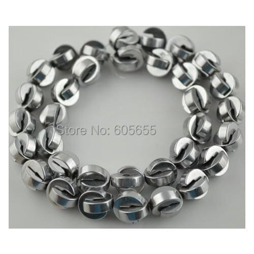 Silver color Plating Hematite 10mm Pacman shape DIY Loose Beads 5 strands per lot Free shipping