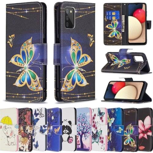 For Samsung Galaxy A03s Case Cover Flip PU Leather Wallet Case for Galaxy A 03S Full Protective Coque Painted Card Holder Fundas