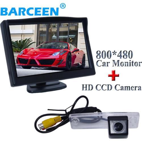Colorful night vision car rear camera lens angle 170 degree with plastic shell material 5" car lcd display for toyota fourtoner