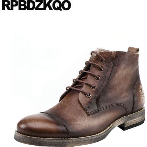 Genuine leather fur short full grain autumn boots party comfortable plus size mens winter warm designer formal dress booties