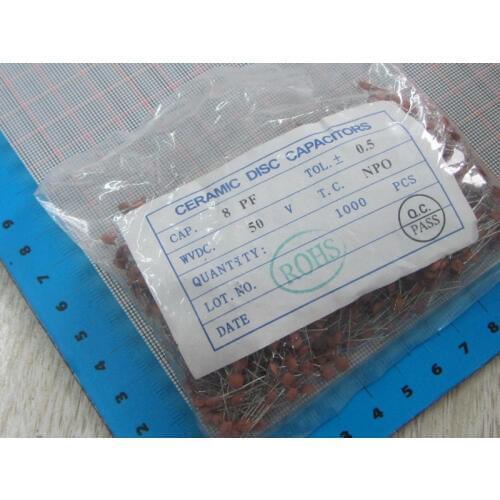1000pcs/lot High Quality 8PF 8P 50V Ceramic dielectric Capacitor 8PF 8P 50V dip ceramic capacitors 8pf