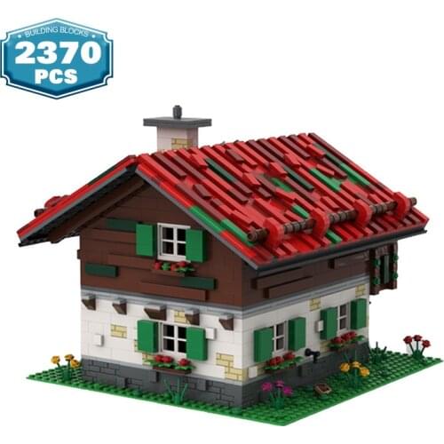 City Buildings Bergbauernhaus Street View House Forest Hut Farmhouse Building Block Set Villa Model Brick Puzzle Education Toys