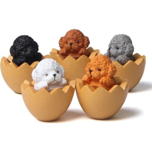 Creative Cute Eggshell Dog Ornaments Cartoon Eggshell Puppy Model Home Office Desktop Decorations DIY Micro Landscape Decor