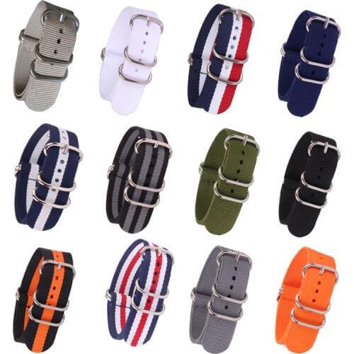Buy 2pcs will get 10% off ) 16/18/20/22/24mm Cambo Stripe Woven Ring Buckle Watchband Watch Straps Wristwatch Band watches Zulu