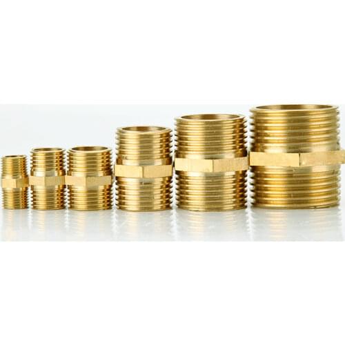 1/8" 1/4" 3/8" 1/2" 3/4" NPT Male Hex Nipple Euqal Reducer Brass Pipe Fitting Water Gas Oil 150 PSI For Pressure Gauge