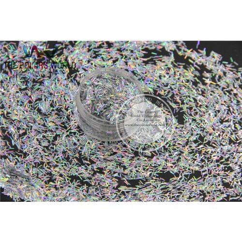 Laser Holographic Silver Colors Strip short bar shape Glitter for Nail Art and DIY supplies1pack=50g