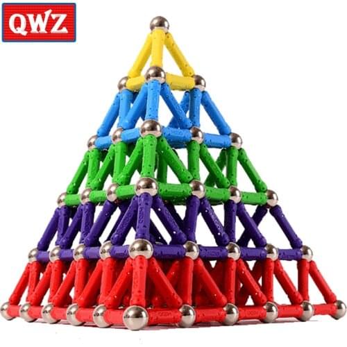 QWZ 75/150/200/280pcs DIY Magnetic Building Blocks Magnetic Sticks Set Kids Educational Toys For Children Magnetic Toy Bricks