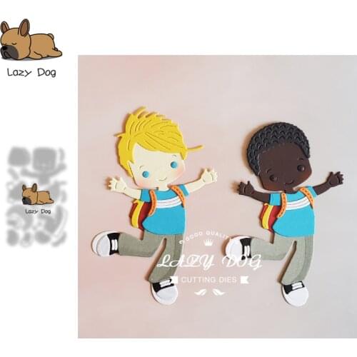 Boy student going home Metal Cutting Dies Scrapbooking Stencil DIY Mold Craft Embossing Die Cuts Card Making New Dies For 2021