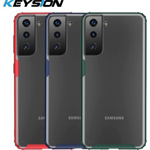 KEYSION Matte Case for Samsung S21 Ultra S21+ S20 FE S10 Plus Transparent Shockproof Phone Back Cover for Galaxy Note 20 Ultra
