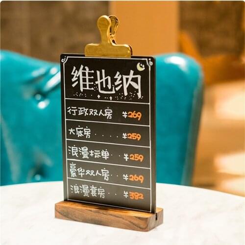 A5 Multi-functional Blackboard Shop Recipe Price Label Card Milk Coffee Shop Table Menu Sign Holder Board With Clip