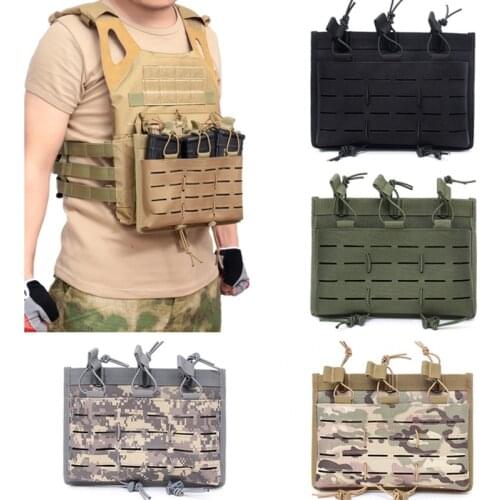 Multifunctional Tactical Vest MOLLE Three Pocket Accessory Chest Bag for Hunting Shooting Ammunition Magazine Laser Sight Bag