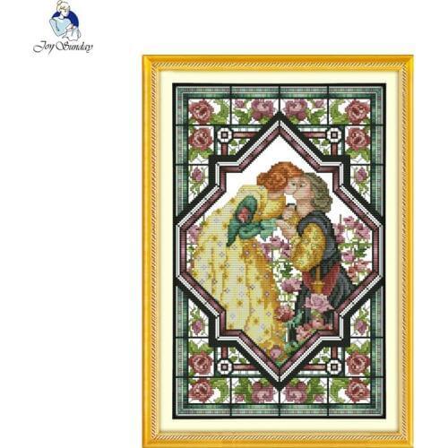 Joy Sunday Lovers in the Rose Garden Patterns DIY Handmade Counted Cross stitch kit Precise Stamped Embroidery set Needlework