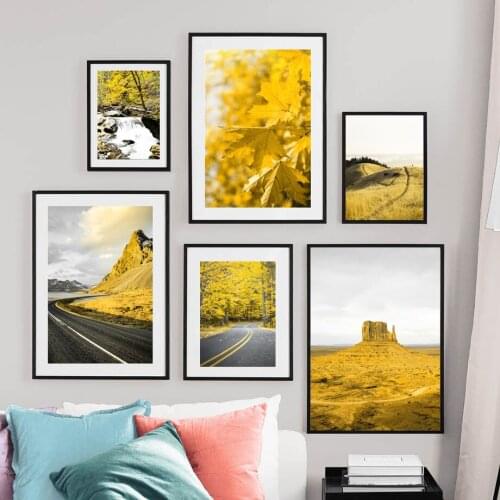 Wall Art Canvas Painting Waterfall Rock Hill High Way Forest Nordic Posters And Prints Wall Pictures For Living Room Decor Salon