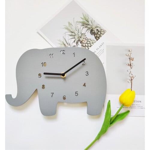 Nordic Wooden Elephant Unicorn Wall Clock Kids Room Decoration Children Room Cute Wall Clock Home Decorations Photography Props
